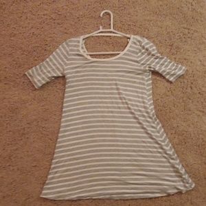 Gray and white stripe t shirt dress